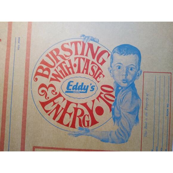 Eddy's Bread Vintage Book Cover Boy Holding Bursting With Taste Logo 1950's - Picture 4 of 5